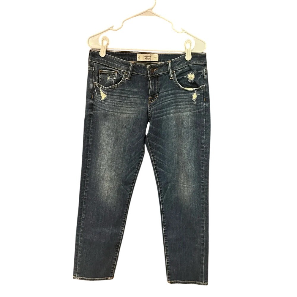 Abercrombie & Fitch Womens Distressed Skinny Jeans Dark‎ Wash Size 4 W27